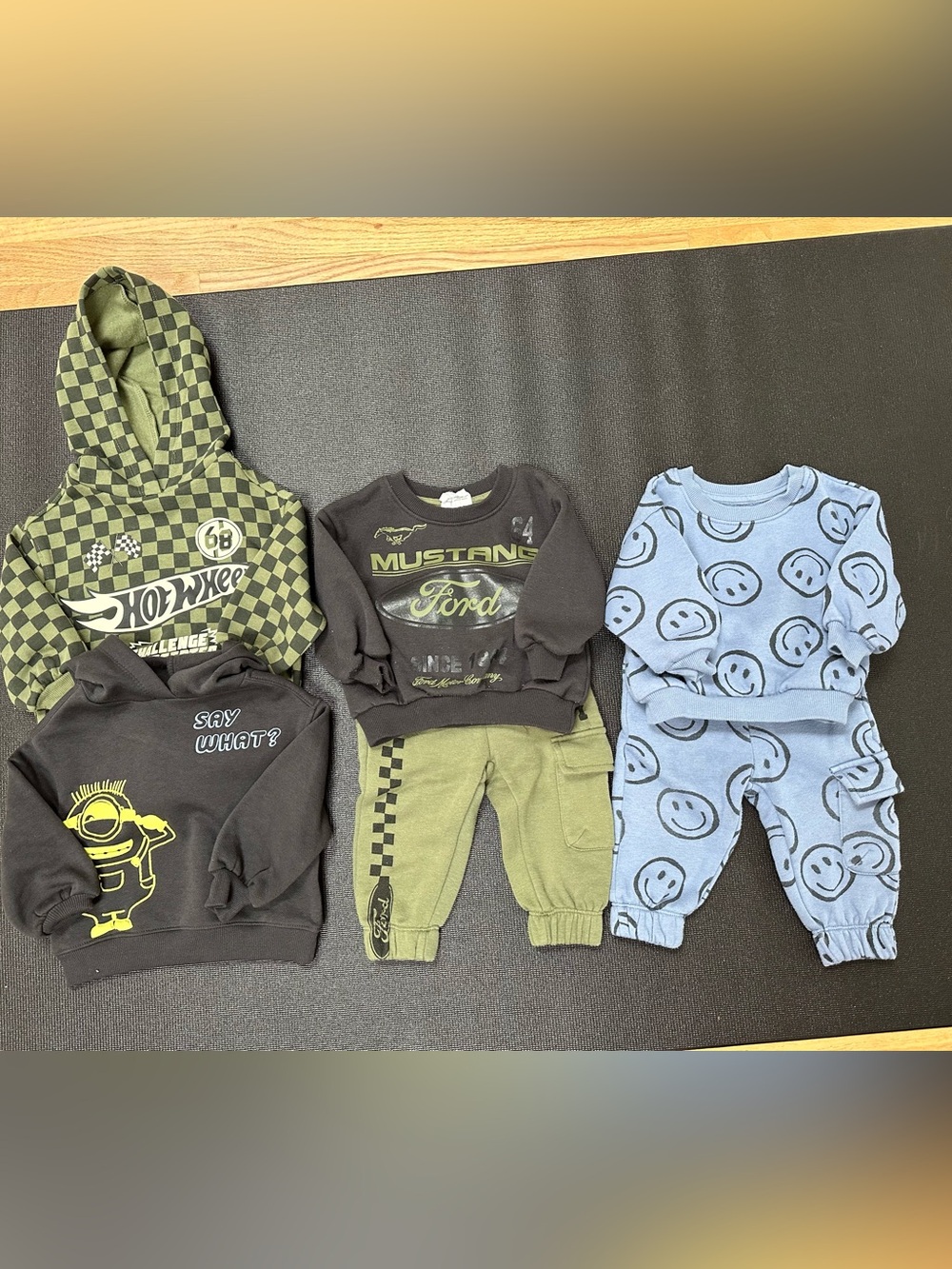 Mixed Boys' Outfit Bundle — Green, Black & Blue (4pcs)